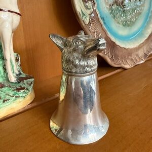 Vintage Silver Plated and Pewter Fox Stirrup Cup
